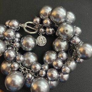 Ann Taylor Metallic Gray Beaded Bracelet
